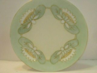 Silesia Hand Painted Porcelain Salad Plate 8 1/2 " Water Lily Gold Trim Germany