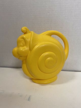 Vintage Amloid Yellow Plastic Snail Watering Can,  Small 6 " Tall