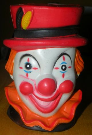 Vintage Hard Plastic Clown Head Savings Bank Plug