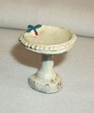 Vintage Dollhouse Miniature Metal Bird Bath Figurine