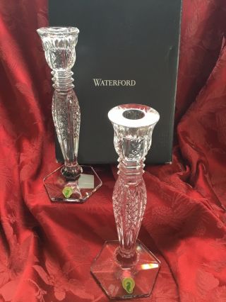 Nib Flawless Stunning Waterford Pair Bethany Crystal Candlestick Candle Holders