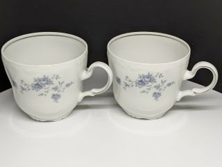 2 Johann Haviland Blue Garland Rose Tea Cups Fine China Bavaria Germany