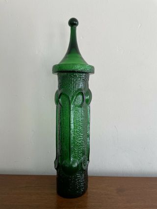 Wayne Husted Designed Colony Green Glass Vase 18” Tall Mcm Made In Italy Blenko
