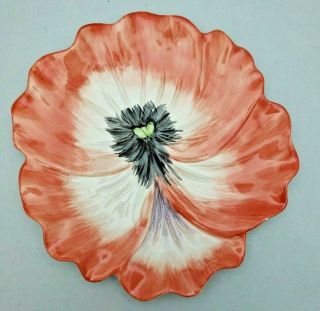Orange Plate Fitz & Floyd April Flowers Coupe Dessert Pansy 7 " Lunch Salad