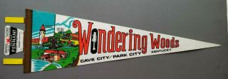 Wondering Woods Cave Park City Kentucky Souvenir Pennant Flag Vintage Tourist Ky
