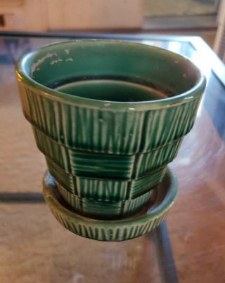 Vintage Green Mccoy Art Pottery Planter Flower Pot