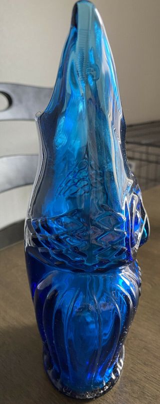 Vintage Viking Glass Blue Owl Vase 3