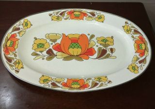 Vintage Sanko Ware Country Flowers Print Oval Large Serving Platter