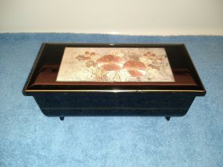 Westland Vintage Black Lacquer Music Jewelry Box.  Made In Japan.