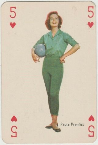Paula Prentiss Circa 1960 Vintage Playing Card Of Film Star - Blue Back E4