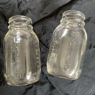 Vintage - Pair (2) Evenflo Glass Baby Bottles 4 Ounce - Made In U.  S.  A