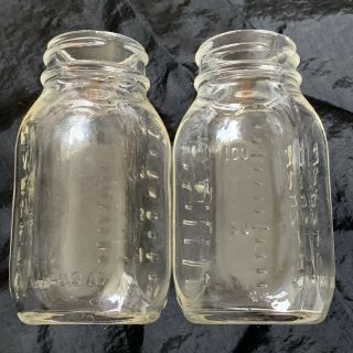 Vintage - Pair (2) Evenflo Glass Baby Bottles 4 Ounce - Made in U.  S.  A 2