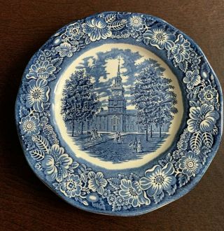 Staffordshire England Liberty Blue Independence Hall 10 " Dinner Plate Euc