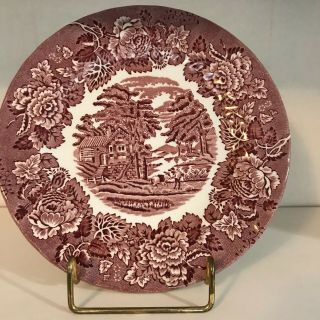 Wood And Sons England Plate Red & White Transfer Porcelain Salad Dessert 8 "