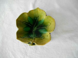 Gsh Etruscan Majolica Unusual Green Leaf Plate Dish Griffin Smith Hill
