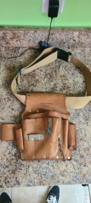 Vintage Craftsman 940462 Electricians Leather Tool Pouch With Belt