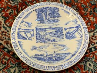 Vintage Vernon Kilns Blue 10.  5 " Norris Dam Lake Grist Mill Tennessee Plate Eu