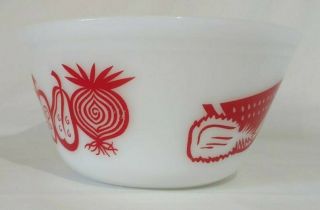 RARE Federal Glass Fruit Fare w/ RED Sliced Onion Mixing Bowl Pyrex Milk Glass 2