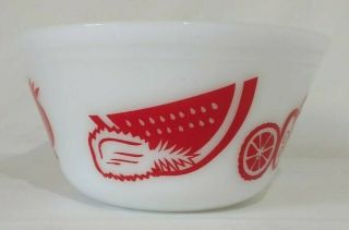 RARE Federal Glass Fruit Fare w/ RED Sliced Onion Mixing Bowl Pyrex Milk Glass 3