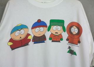 Vintage 1998 South Park Comedy Central T - Shirt Mens Size Xl White Cartman Kenny