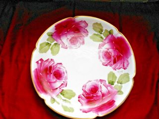 Antique Imperial Psl Austria Tray/charger Roses Signed Croy