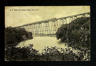 Vintage N.  P.  High Line Bridge Valley City North Dakota Photo Postcard