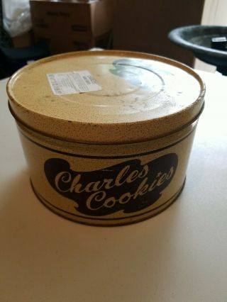 Vintage Charles Cookies Tin Container By,  Musser 