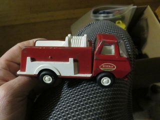 Vintage Tonka Red Fire Truck Tfd Pressed Steel Mini Fire Truck Toy 6 "