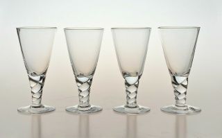Rare 4 X Whitefriars Twisted Stem Wine Glasses C1951 For Thomas Goode - Signed