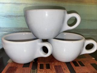 3 Buffalo China Lune Blue Cups Vintage Restaurant Ware Mugs 1955 Diner