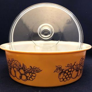 Pyrex Old Orchard 664 Big Bertha Covered Casserole Made In Usa 4 Quart