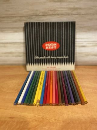 Vintage Dixon Best Colored Pencils Box Of 24 Missing 1 No.  110 Master Asst.