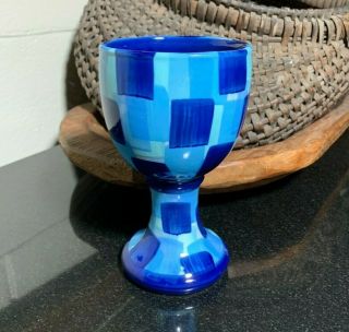 Gail Pittman Pottery Kaleidoscope Blue Hand Crafted 6 1/2 " Water Goblet 15 Avail