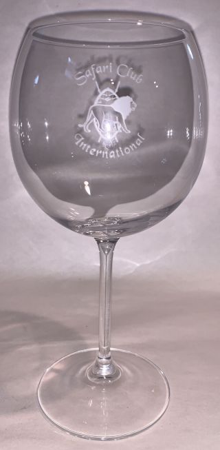 Safari Club International 20 Oz.  Crystal Wine Glasses,  Lion And Shield,  Set Of 6