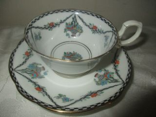 Rare Paragon England Art Deco Fine Bone China Star Teacup Cup & Saucer Set 7684