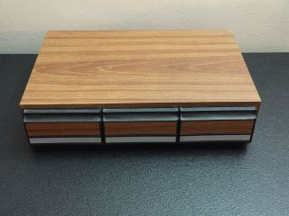 Vtg Faux Wooden 3 Drawer Cassette Tape Holder Storage Cabinet Case Holds 36
