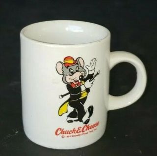 Vintage 1991 Showbiz Pizza Chuck E Cheese Mini Coffee Cup Espresso Mug Souvenir