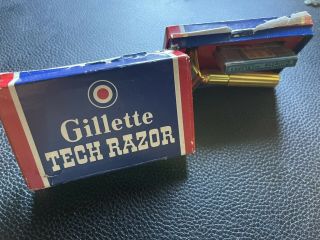 Vintage 1940’s Gillette Tech Razor Gold With Box