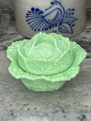 Martha Stewart By Mail Jadeite Green Milk Glass Covered Cabbage Dish