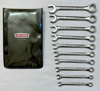 Vintage Usa 1970s Sears Craftsman Sae Combination Ignition Wrench Set 9 - 43441