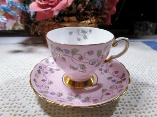 Tuscan English Fine Bone China Made In England Pink Porcelain Cup Saucer Set