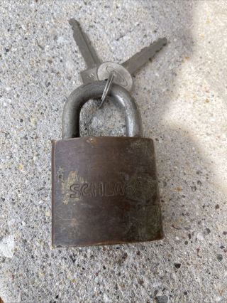 Vintage Schlage Padlock W/ Brass Key