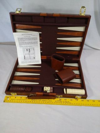 Vintage Backgammon Game By Cardinal,  Brown Faux Leather Brief Case Style