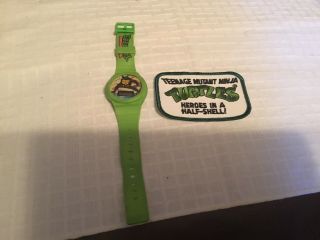 [rare] Vtg 1989 - Teenage Mutant Ninja Turtle Digital Watch W/iron On Patch 3 1/2”