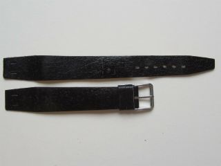 Black buffalo vintage 1960 ' s leather watch band with steel buckle 16 mm 2