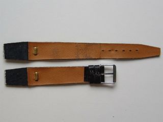 Black buffalo vintage 1960 ' s leather watch band with steel buckle 16 mm 3