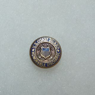 Vintage Ww2 Us Coast Guard Uscg Honorable Discharge Brass Buttonhole Pin