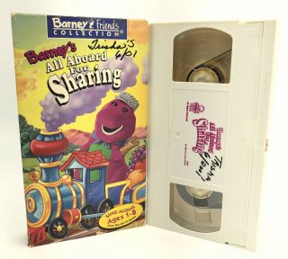 Vintage Barney - Barneys All Aboard For Sharing (vhs,  1996) Ages 1 - 8 Sing Along