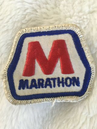 Vintage Marathon Oil Gas Gasoline Embroidered Patch Old Stock