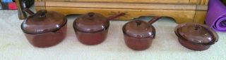 Vision Pyrex Cookware Cranberry 4 Piece Set Lid Saucepan Pots Pans